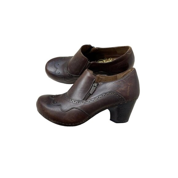 Dansko Clogs Women’s Size 40 Nancy Brown Slip On Heels Zip Casual Leather - Picture 6 of 11